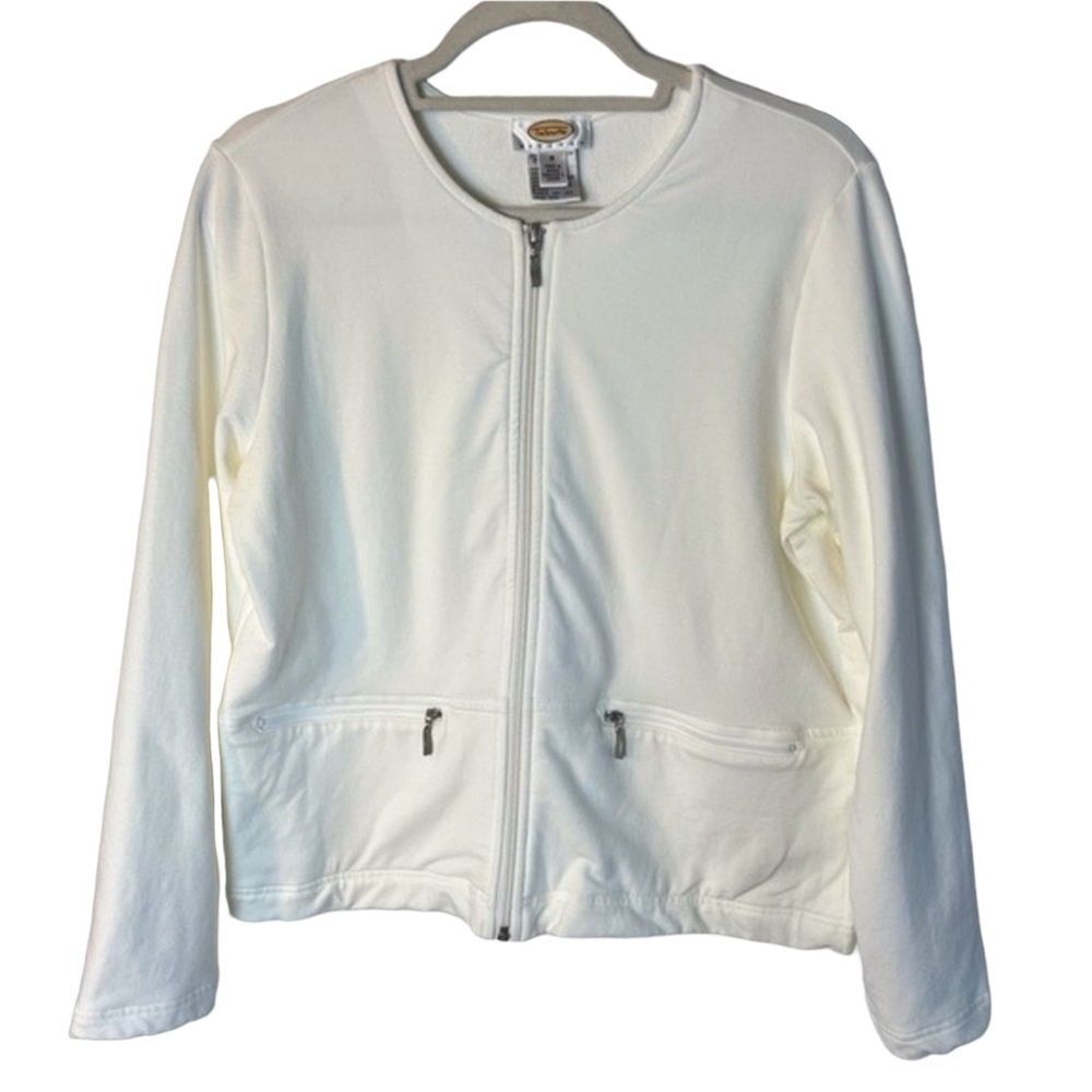 Talbots Petites Zip Up Jacket White Size M
